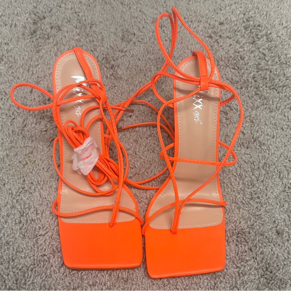 Orange Strappy Women's Heels
